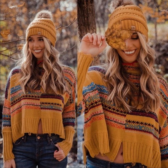 Free People All the Pattern Mock Neck Pullover - Picture 2 of 7